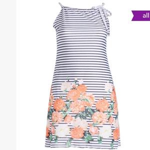 Black and White Striped Dress with Floral Print